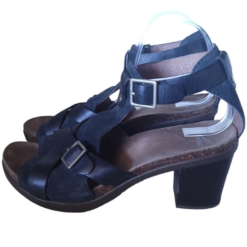 Dansko Dominique Block Heel Sandals Black Leather Size 41 /11US - Picture 3 of 11